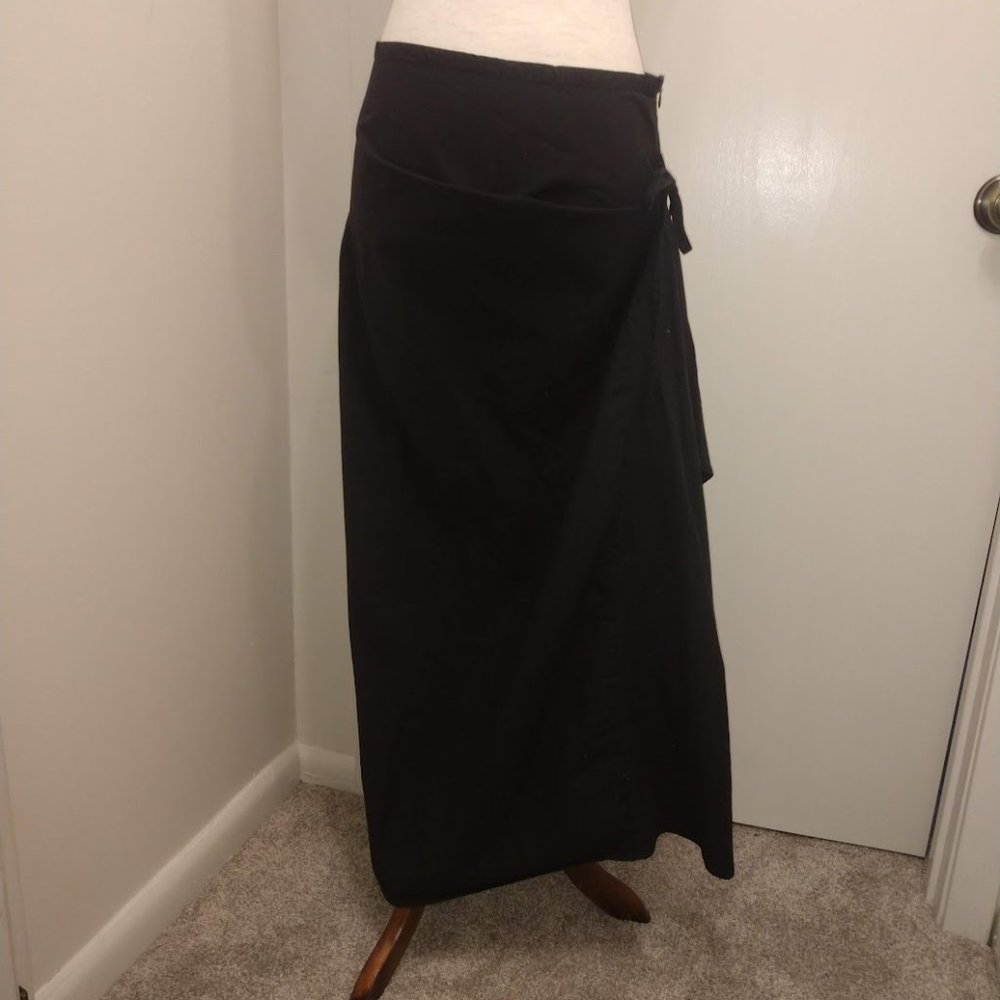 Willow Black Cotton Maxi Skirt with Side-tie Detail, Size S